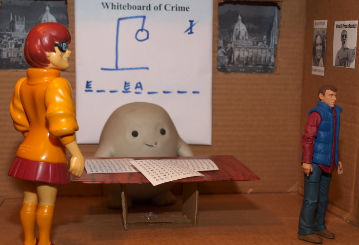 Chief Inspector Grey-um #2 - Dinkley enters Grey-um’s office as Rory leaves.