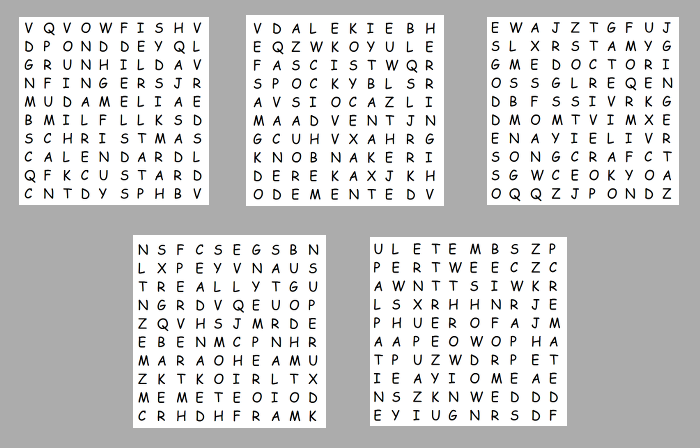 Chief Inspector Grey-um #2 - All five word search puzzles.