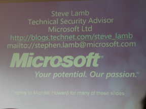 Steve Lamb even risks his email address and blog!