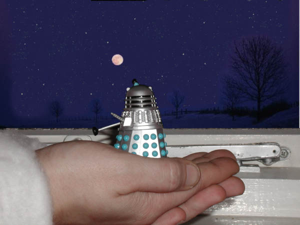 Mr. Dalek looks out of the window, at the moon